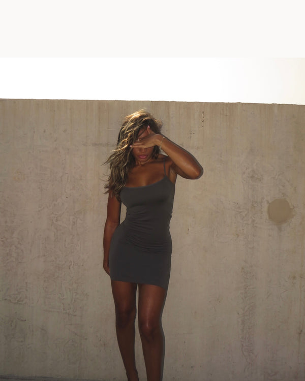 GRAY LETE SLIP DRESS