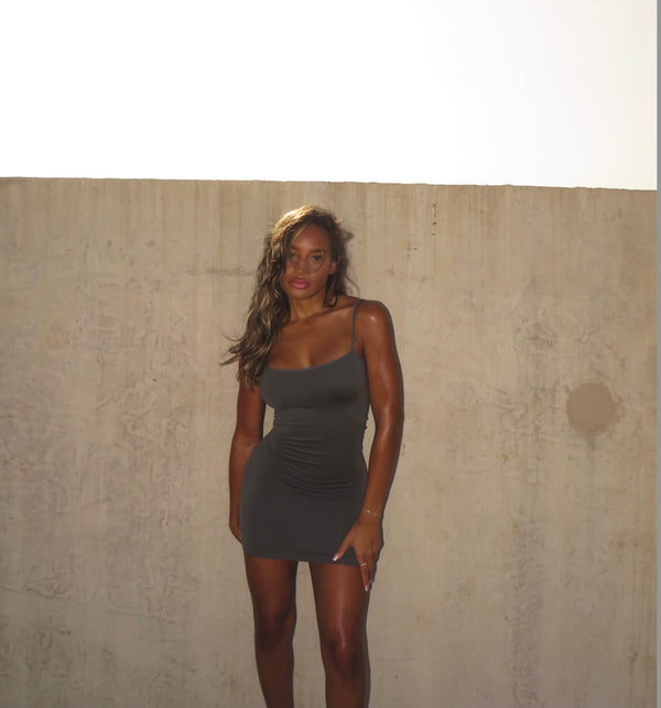 GRAY LETE SLIP DRESS